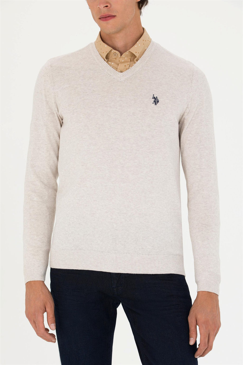 U. S. Polo Assn Мужской базовый свитер из каменного меланжа - U.s. polo assn фото 6