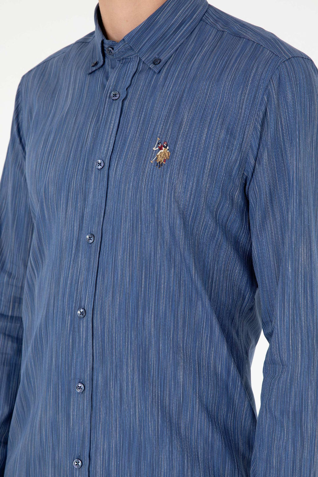 Мужская синяя рубашка с длинным рукавом - U.s. polo assn фото 7