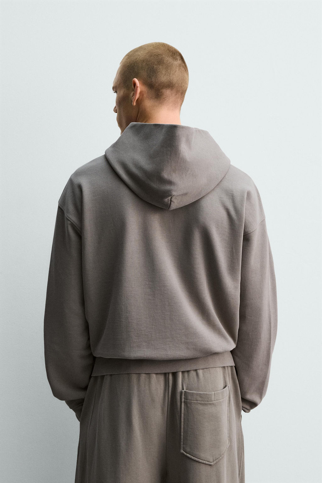 SUDADERA LAVADA CREMALLERA CAPUCHA / Gris claro - Zara фото 11