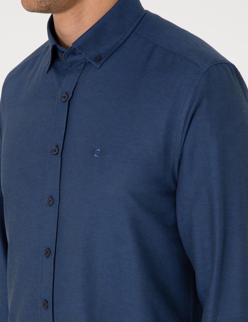 Lacivert Oxford Slim Fit Kolay _t_lenebilir G_mlek