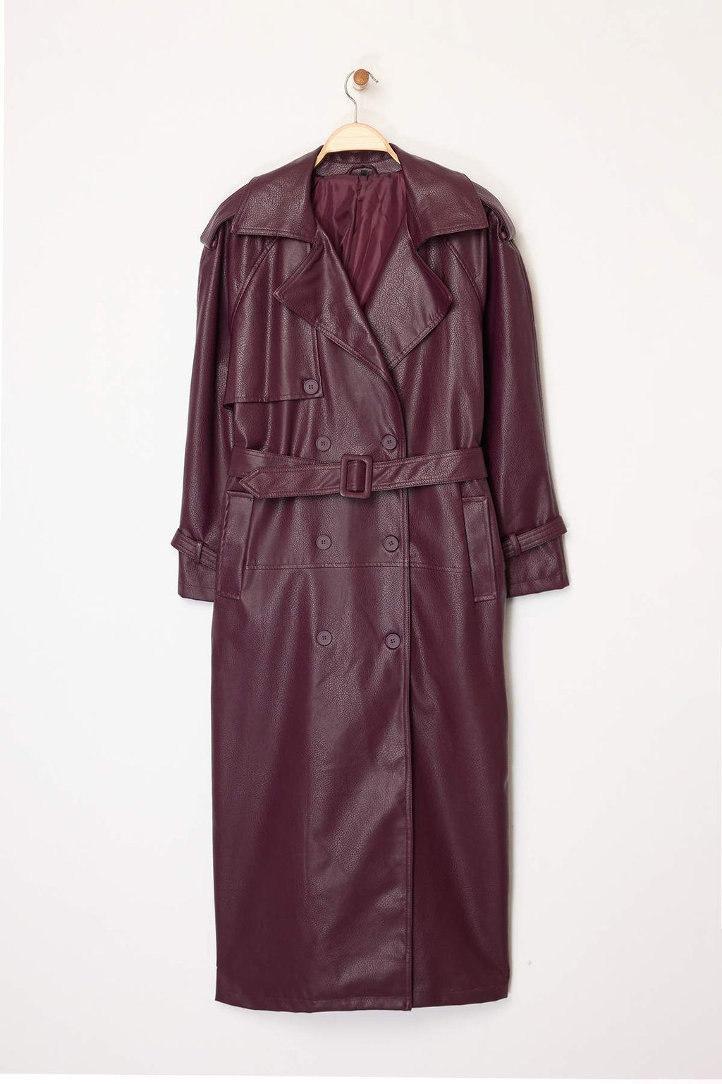 Limited Edition Bordo Kemerli Oversize Trenckot TWOAW25TR00003 - Trendyolmilla фото 5