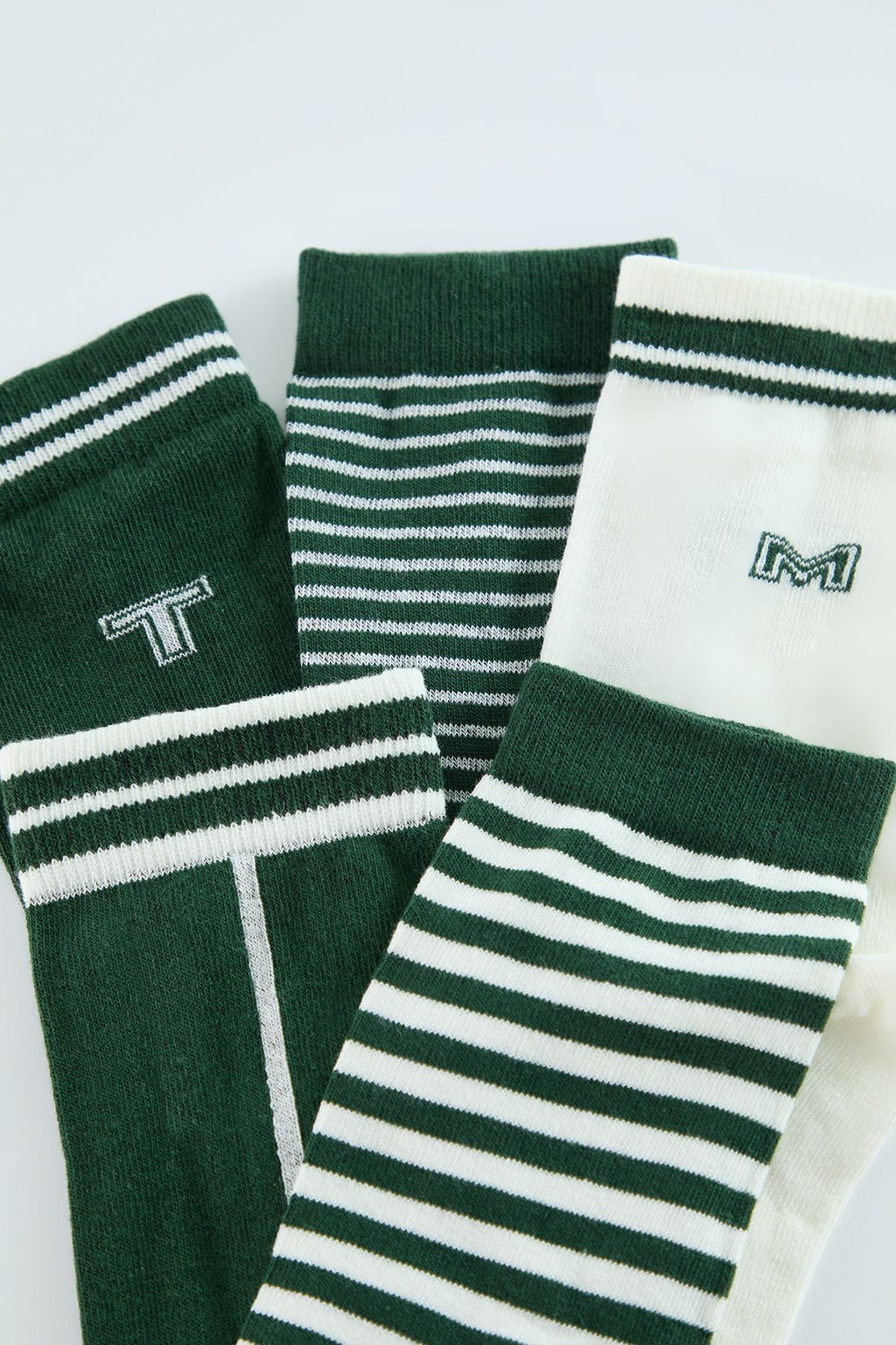 TRENDYOL MAN Yesil Unisex 5lu Pamuklu Cizgili Desenli Kolej-Tenis-Orta Boy Corap TMNAW25CO00001 - Trendyolmilla фото 2