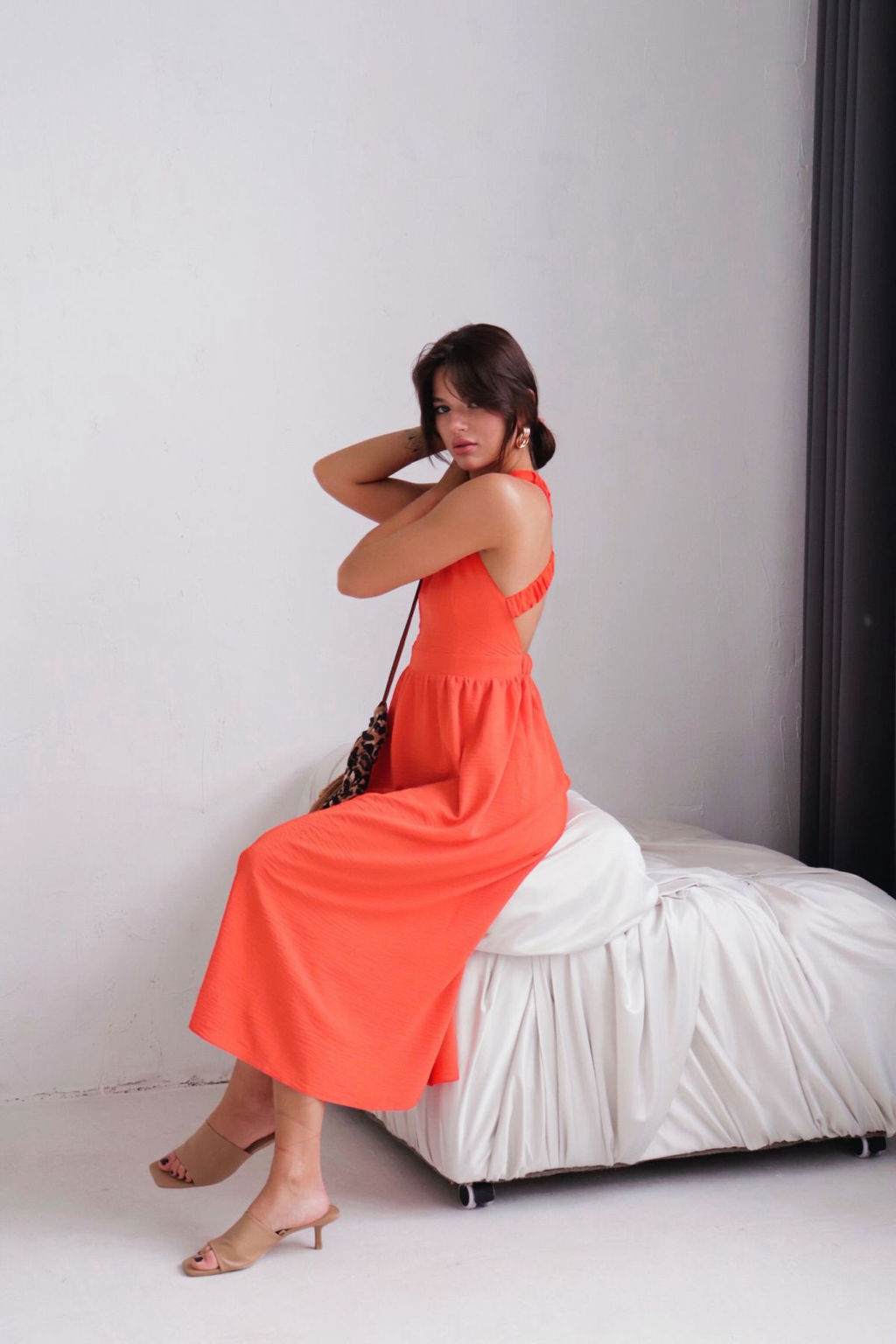 Платье с перекрещенными бретелями красно-оранжевое - Martichelli фото 11