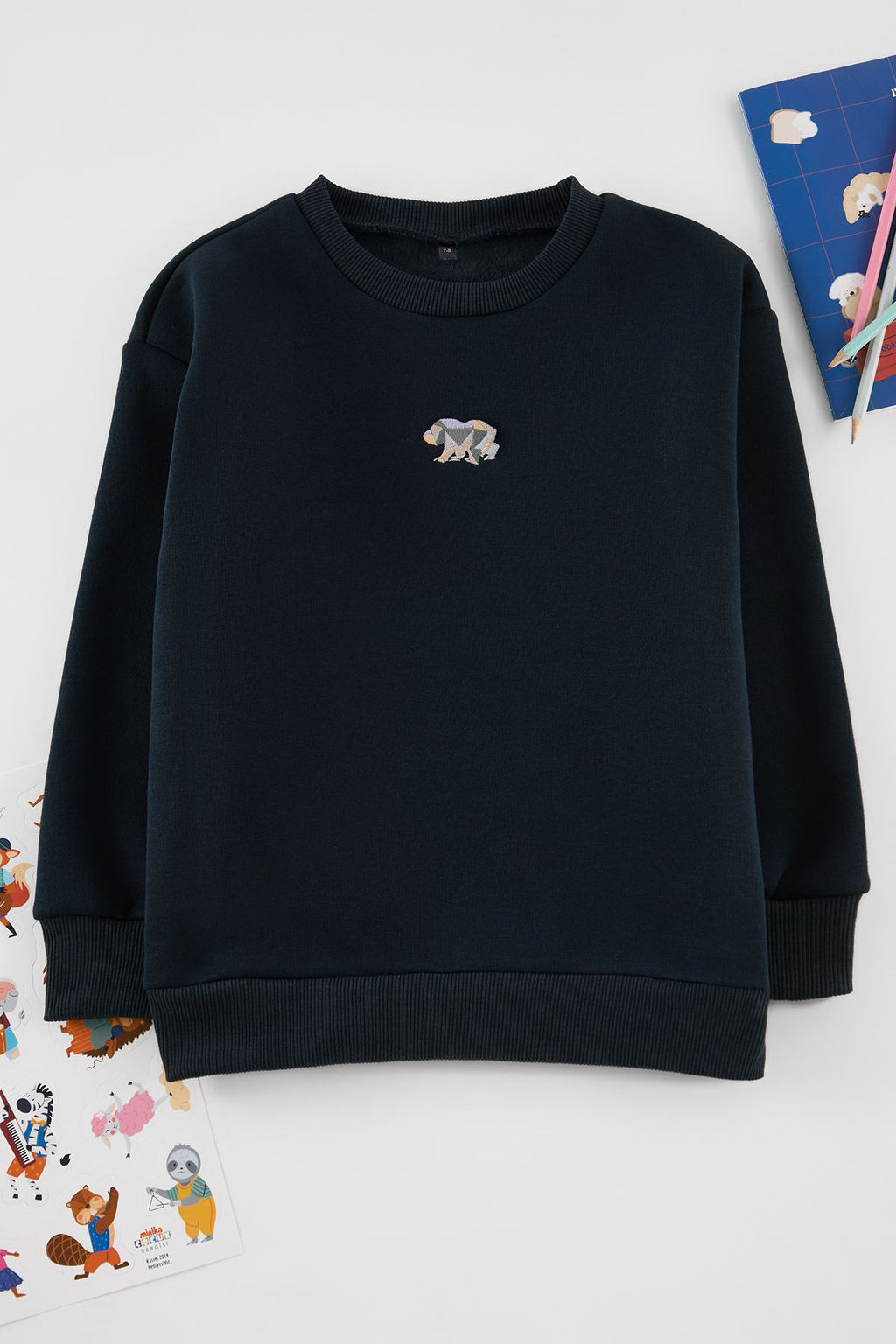 Siyah Unisex Bask?l? Orme Mini Me Sweatshirt TKDAW25SW00078 - Trendyolmilla фото 2