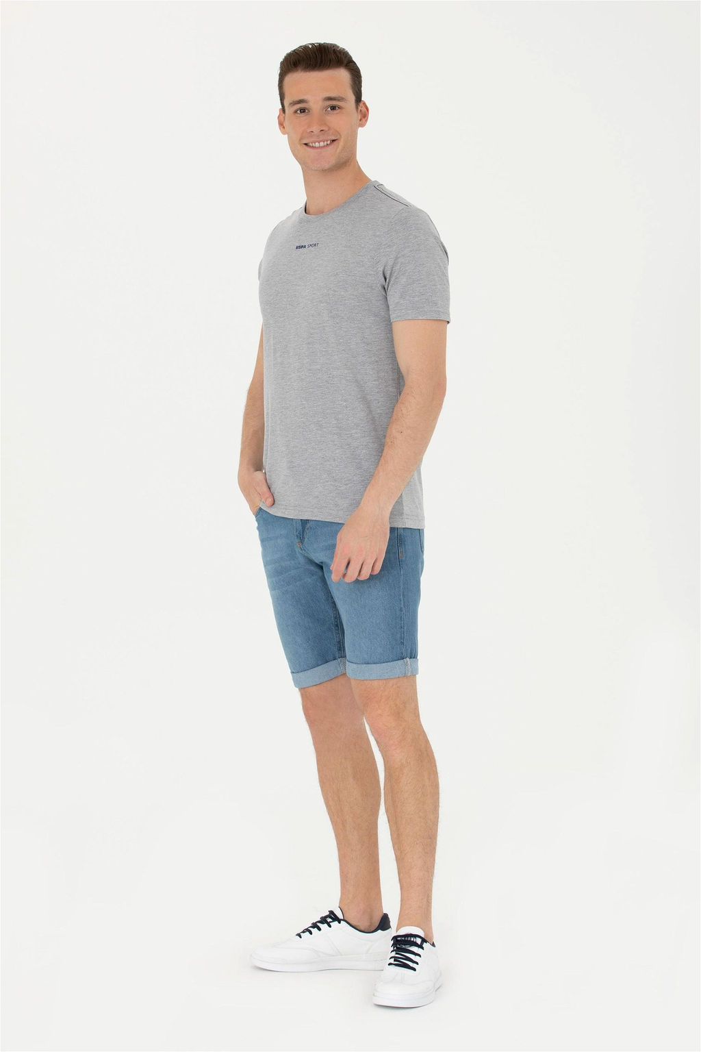 Мужская серая меланжевая футболка - U.s. polo assn фото 11