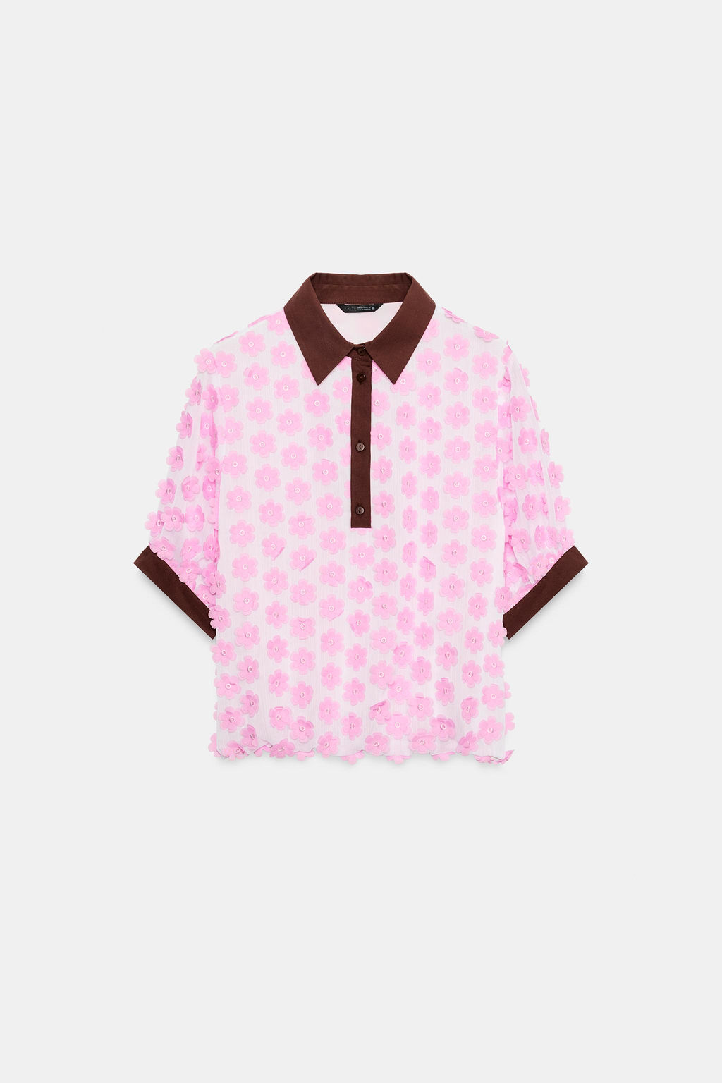 BLUSA ESTRUCTURA FLORES / Rosa - Zara фото 5