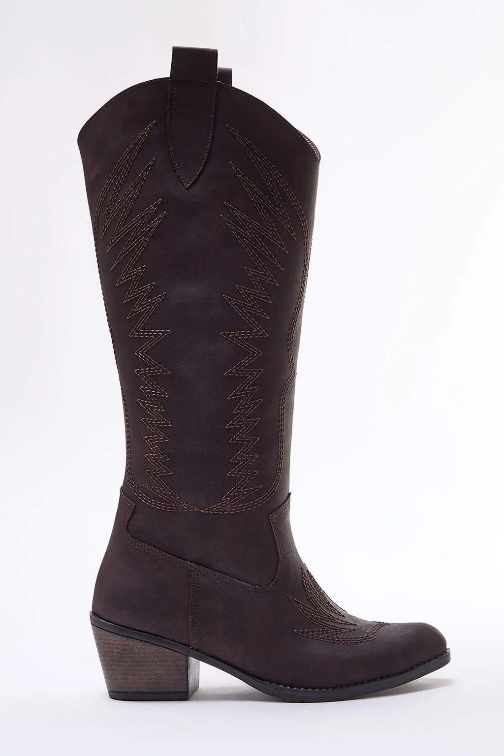 Trendyolmilla Shoes Vizon Islemeli Blok Topuklu Suet Kad?n Kovboy Cizme TAKAW25CZ00016 фото 5