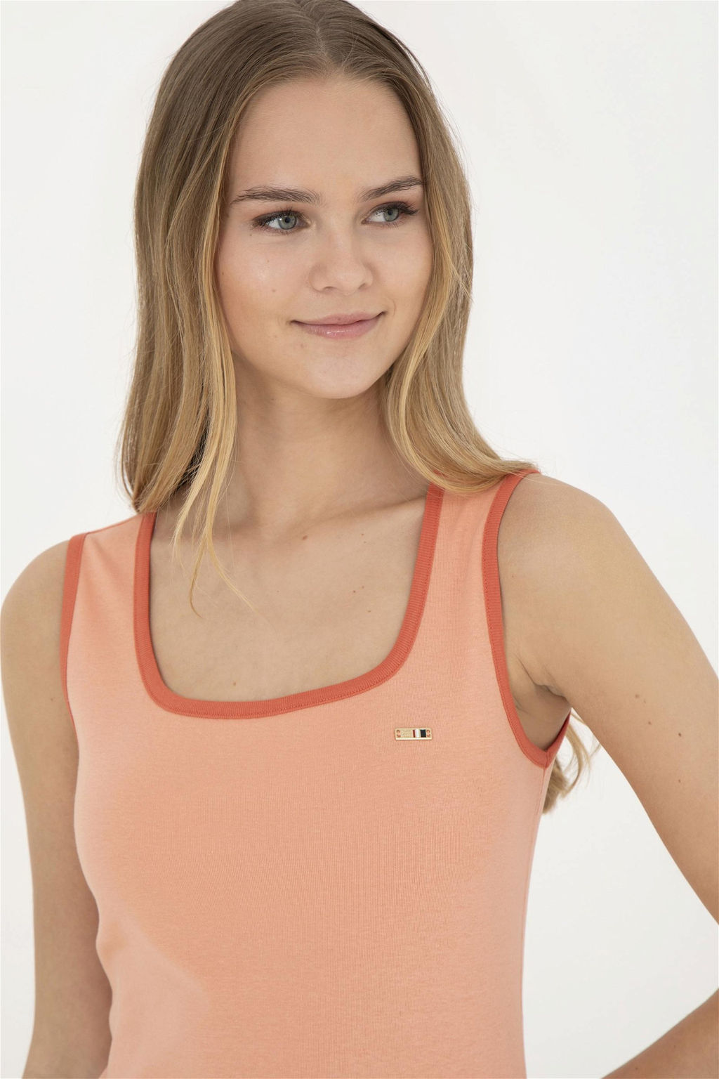 Женское трикотажное платье цвета лосося - U.s. polo assn фото 2