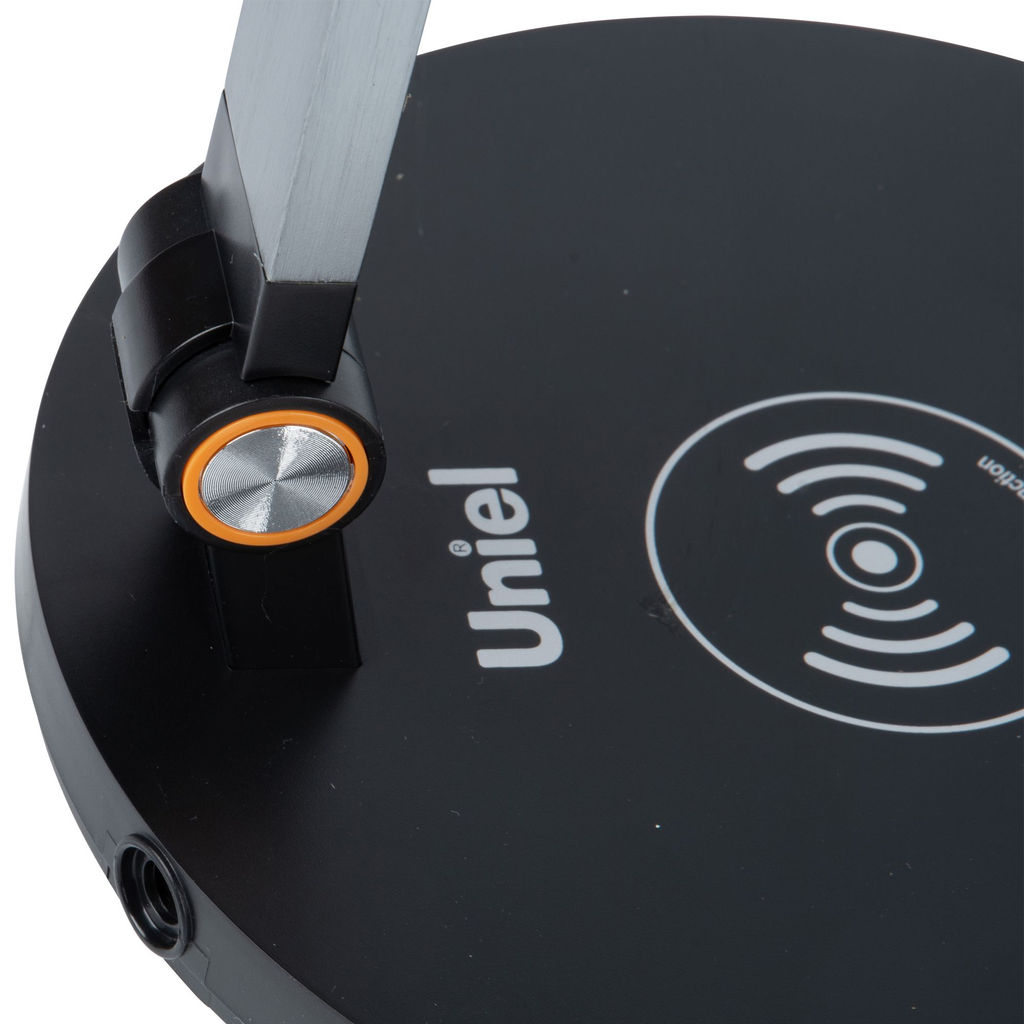 ULM-D113 18W/3000-6000K/DIM BLACK Светильник настольный светодиодный с беспроводной зарядкой телефонов. Сенсорный выключатель. Диммер. Черный. TM Uniel