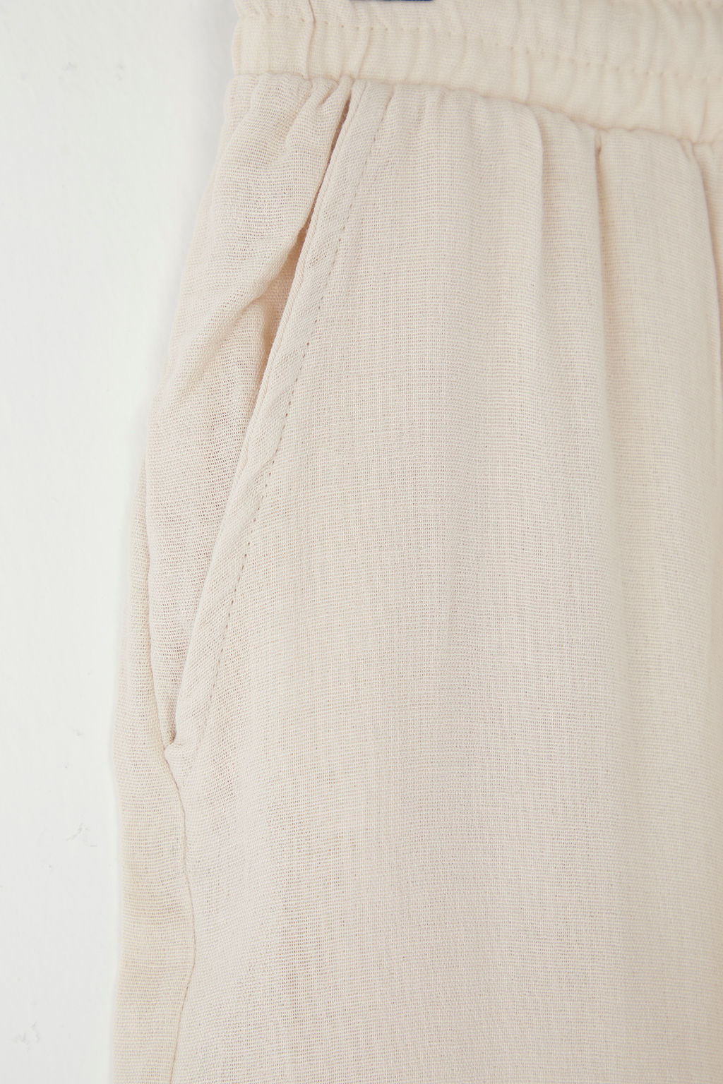 Tas Erkek Muslin Kumas Keten Gorunumlu Yazl?k Beli Lastikli %100 Pamuklu Pantolon TMNSS25PL00031