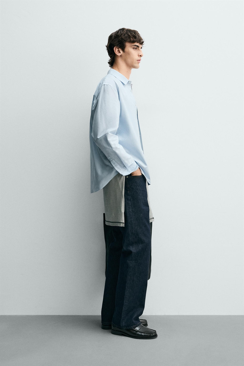 CAMISA REGULAR FIT ALGOD?N - SEDA / Celeste - Zara фото 4