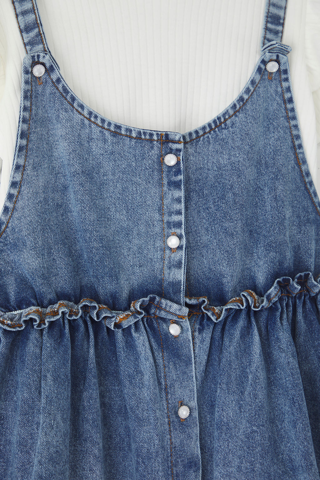 Koyu Mavi K?z Cocuk %100 Pamuk Ask?l? Dokuma Salopet TKDSS25SE00002 - Trendyolmilla фото 2