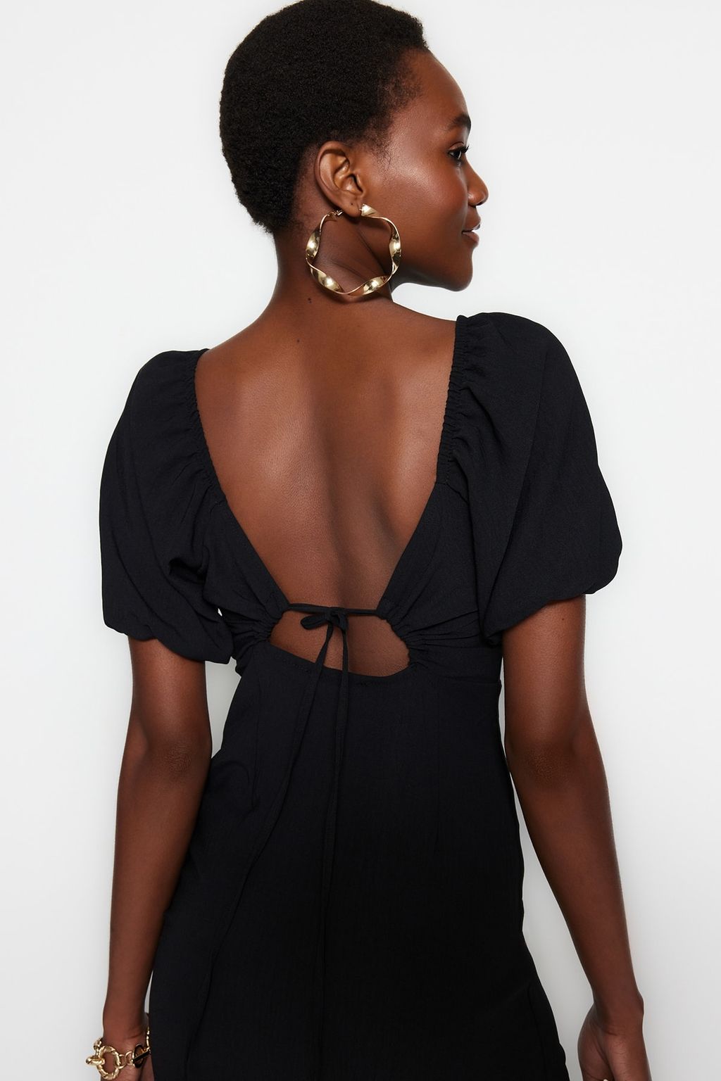 Haki Vucuda Oturan Y?rtmacl? S?rt Detayl? Midi Dokuma Dokuma Elbise TWOSS23EL01164 - Trendyolmilla фото 13