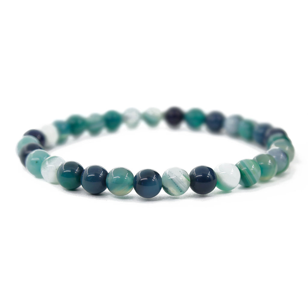 Агат сине-зелёный браслет "Классика", 6мм