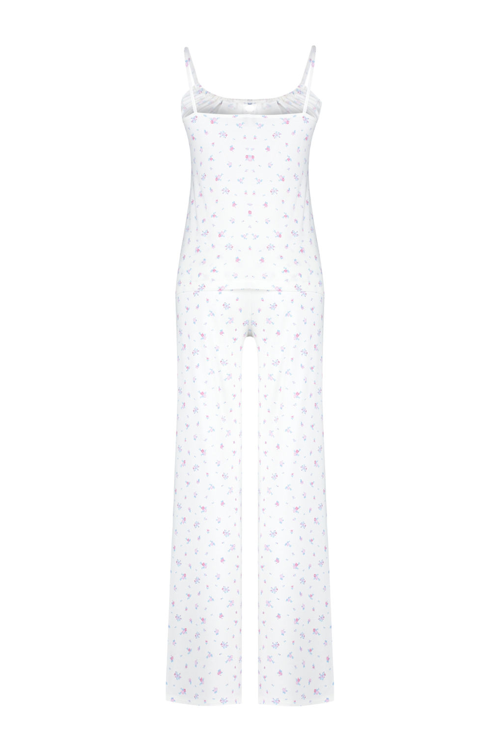 Trendyolmilla Beyaz-Cok Renkli Cicekli Baglamal? ve Ip Ask?l? Orme Pijama Tak?m? THMSS24PT00233 фото 8