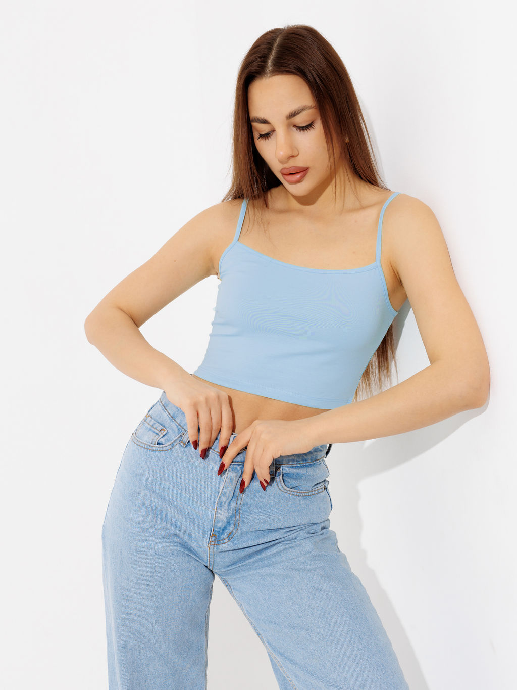 Женский топ на бретелях Lingeamo нежно-голубой ЛТ-05 (63)  фото 4
