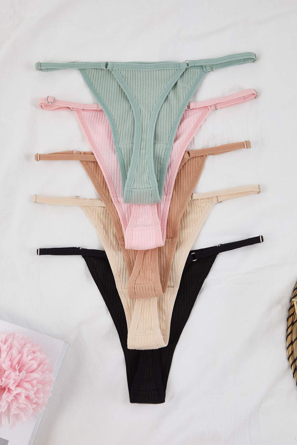 Kahverengi-Cok Renkli 5li Paket Ayarlanabilir Bel Fitilli Orme Tanga Kulot THMAW26KU00017 - Trendyolmilla фото 7