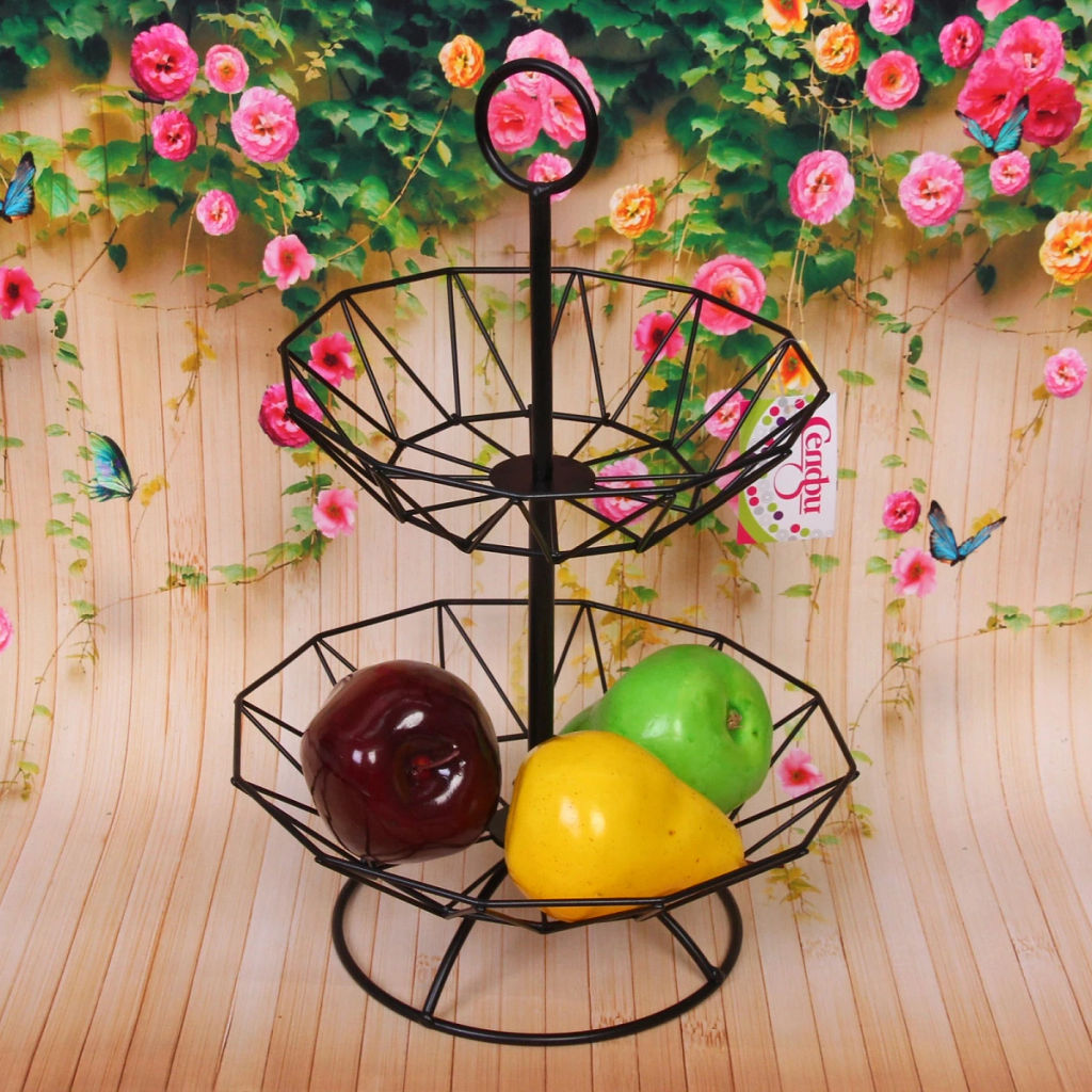 Фруктовница "Brownie" 2 яруса (19*24*36см) лучик черная