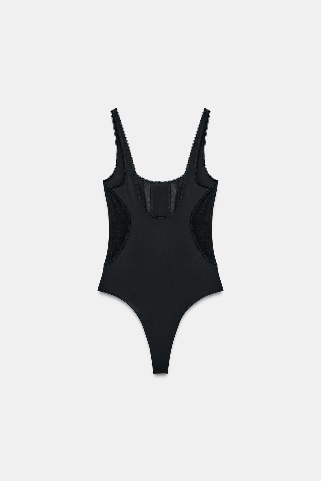 BODY COMBINADO CON POLIAMIDA / Negro