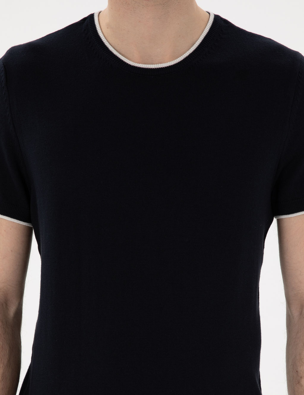 Lacivert Slim Fit Bisiklet Yaka Triko Ti__rt