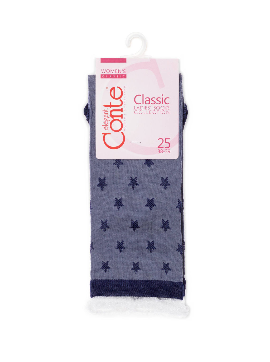 Цена за 2 пары. Носки Короткие CONTE Носки CLASSIC из вискозы с глянцевым рисунком и декоративной прозрачной сеткой джинс - Conte elegant фото 3