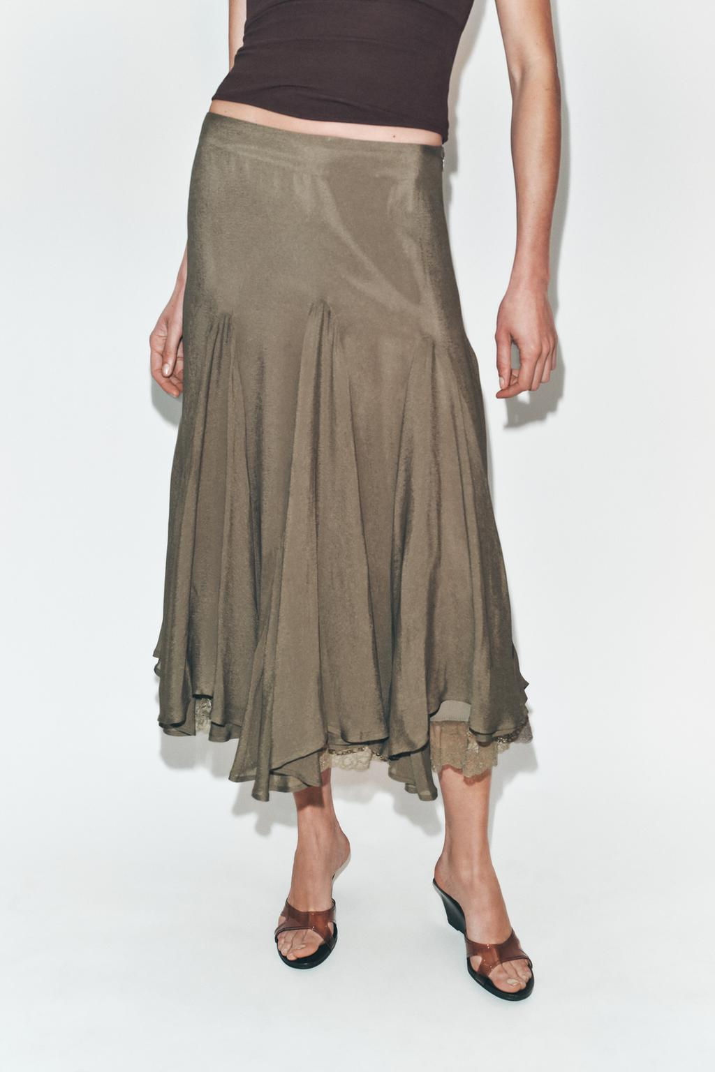 FLOWING GODET SKIRT WITH LACE - Zara фото 2