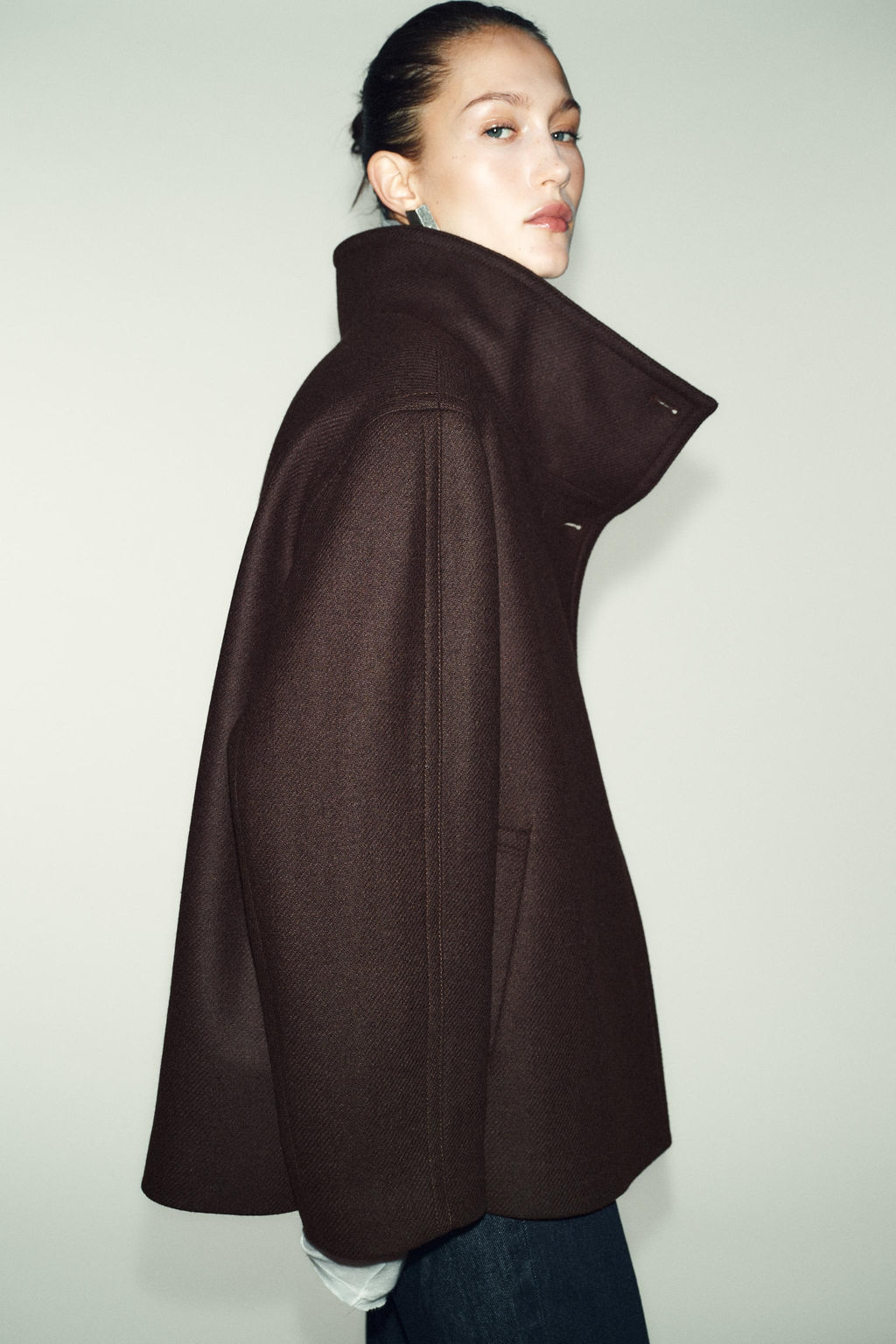 CROPPED WOOL COAT WITH HIGH NECK - Zara фото 4