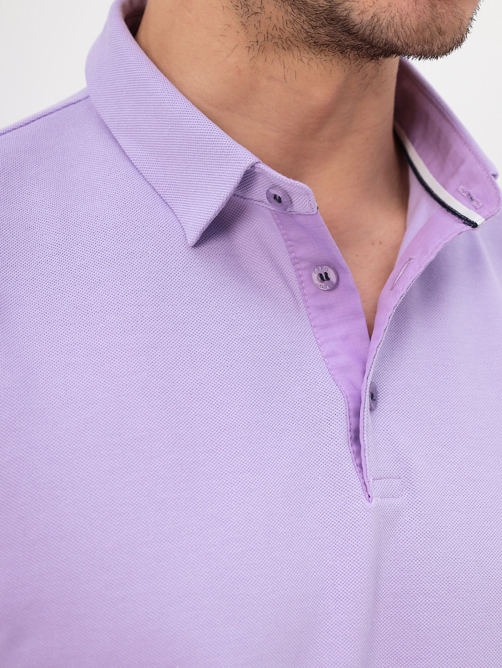 Джемпер мужской с воротником поло короткий рукав GREG G144-PO1246T-CTP1051 (сиреневый)  фото 3