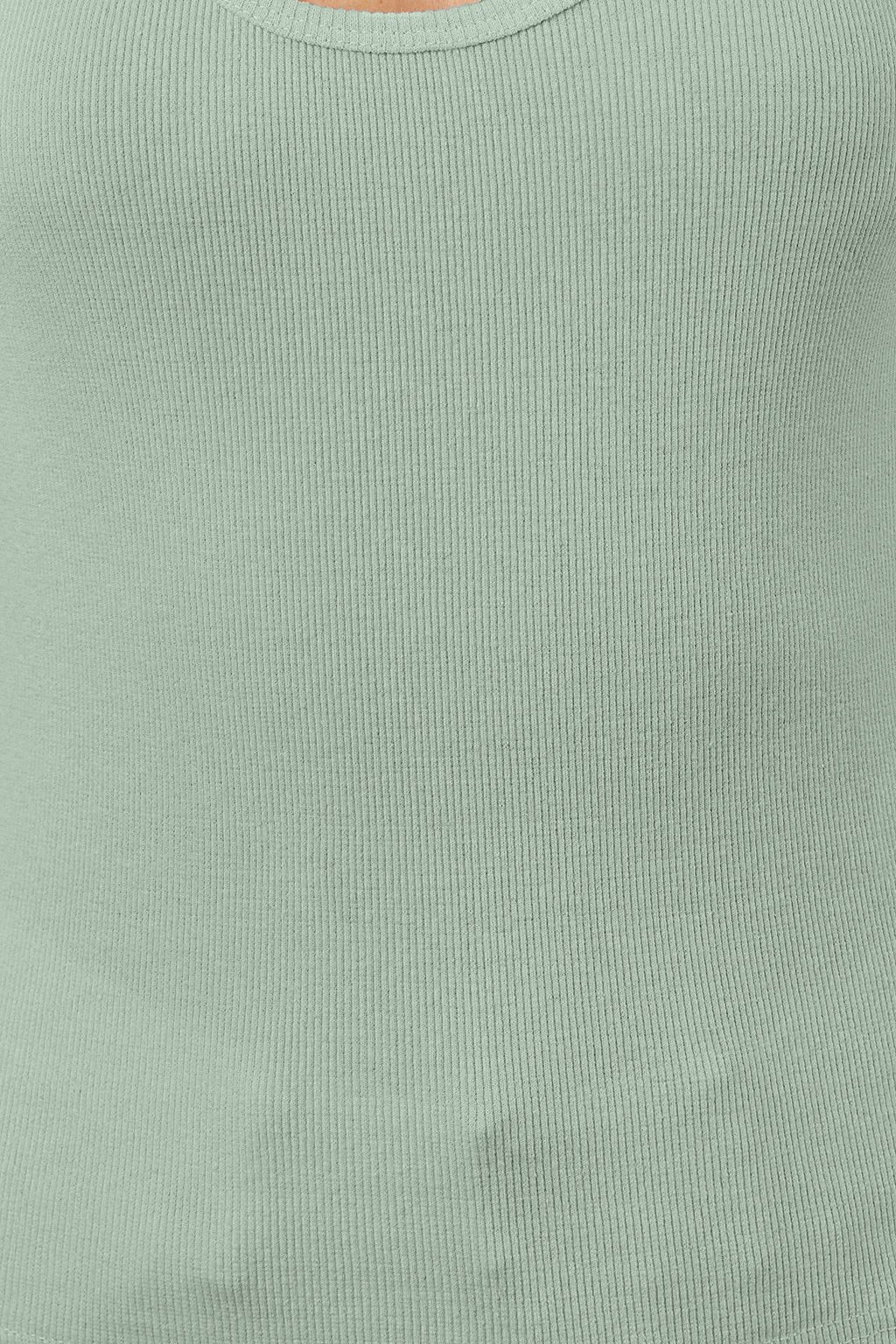 Mint Fitted/Vucuda Oturan Havuz Yaka Fitilli Esnek Orme Atlet TWOSS22AL0042