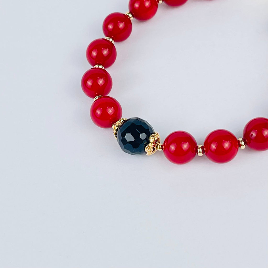 Браслет из Коралла и Раухтопаза 17,5 см +