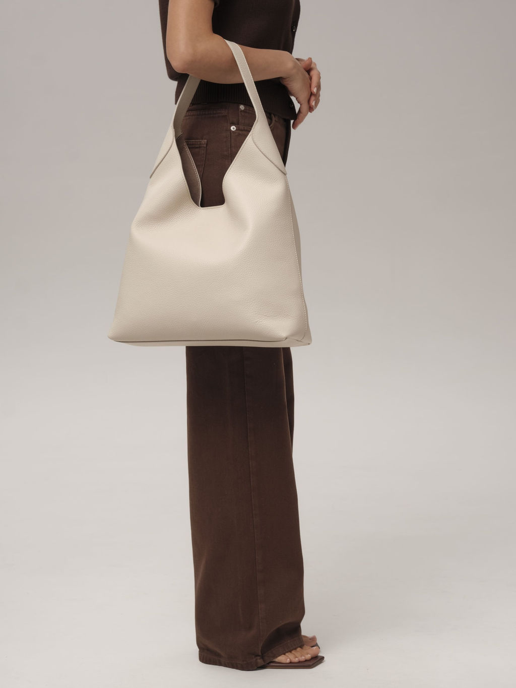 Кожаная сумка Michele DBR 31156 светлый крем  фото 6