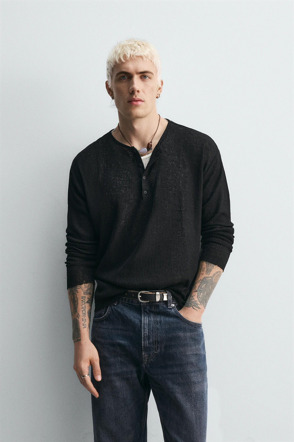 BUTTON-NECK KNIT TOP - Zara фото 2