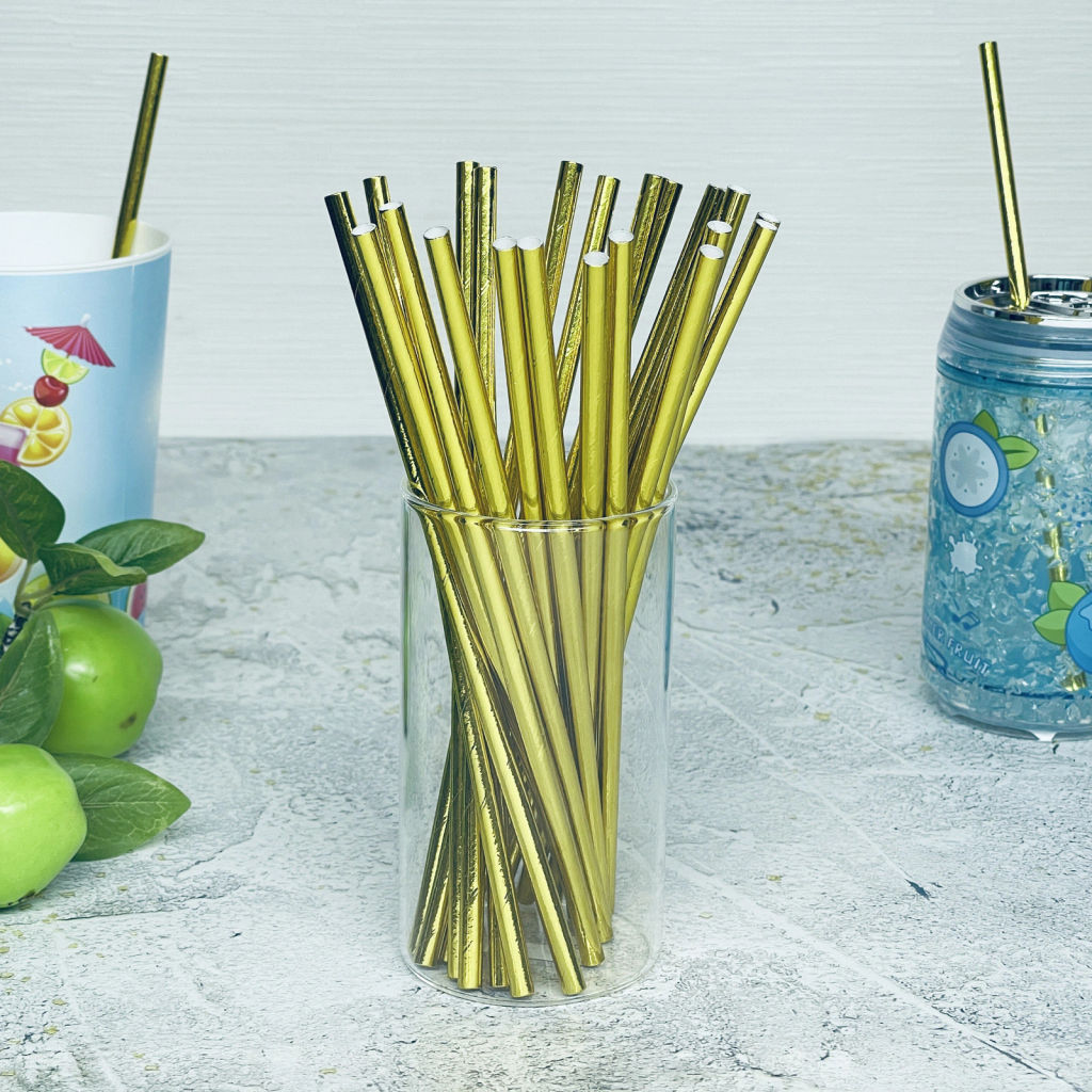 Трубочка для коктейля "Волшебство" 19,5 см d-6 мм (набор 25 шт), Золото