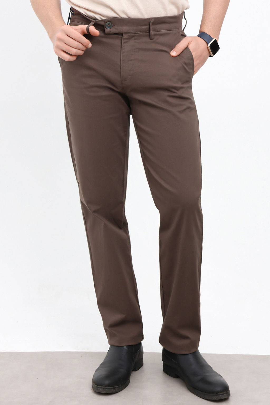 Kahverengi Erkek Dokulu Kumas Pantolon TMNAW26PL00029