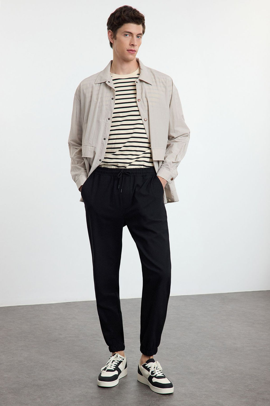 TRENDYOL MAN Gri Slim Fit Jogger Beli Baglamal? Lastikli Kumas Pantolon TMNAW25PL00000 - Trendyolmilla фото 3