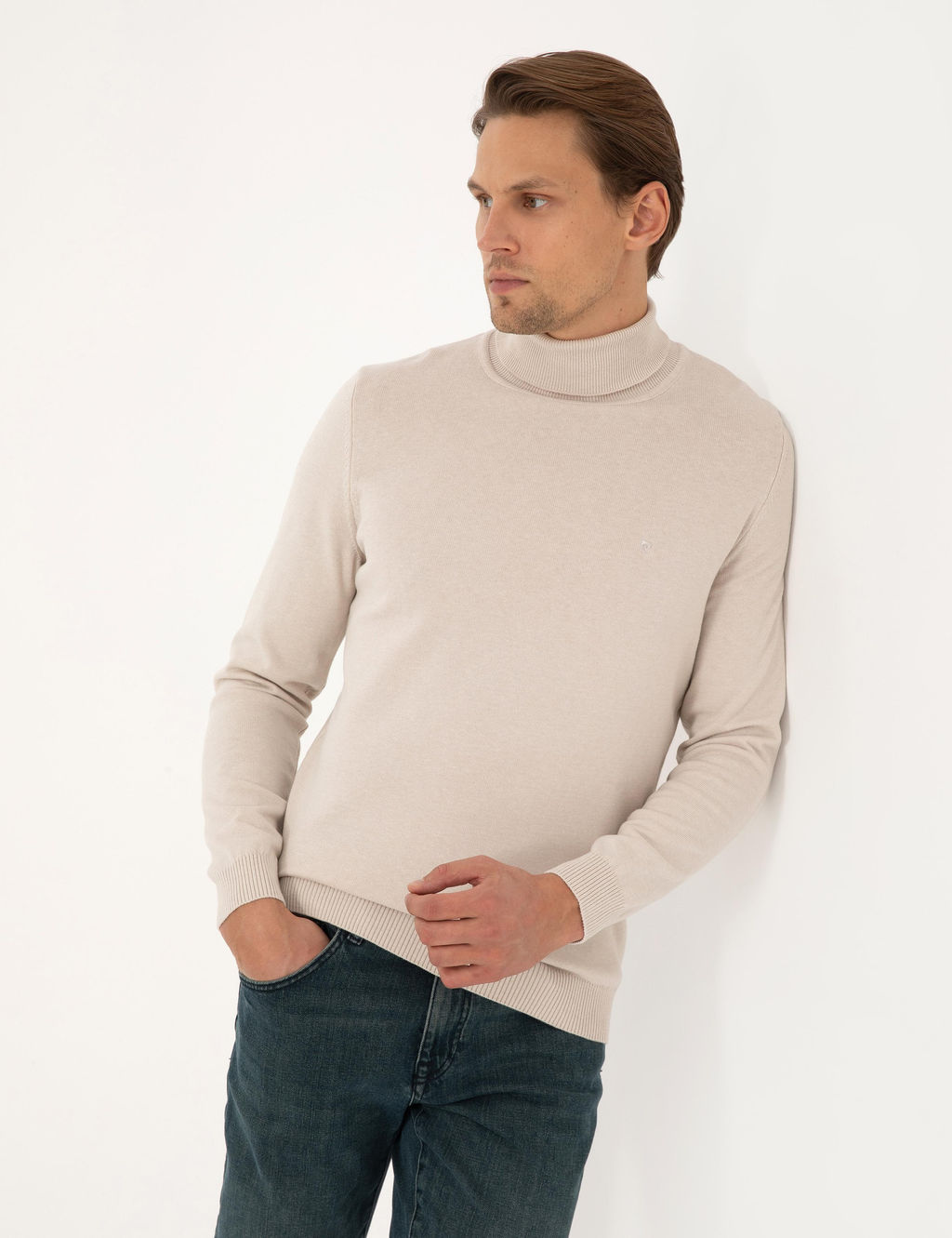 Ta_ Slim Fit Bal_k__ Yaka Basic Triko Kazak - Pierre cardin фото 3