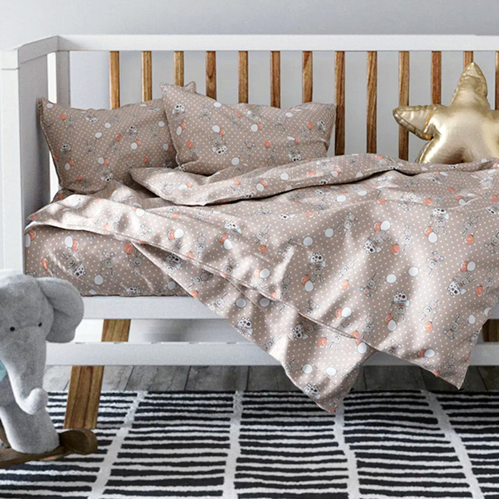 Простыня ясельная 100х150см Зайчишки, бежевый, бязь 121г/м2, хлопок 100%, упаковка классическая ПВХ 28х41см, Домашняя мода (Россия)  фото 4