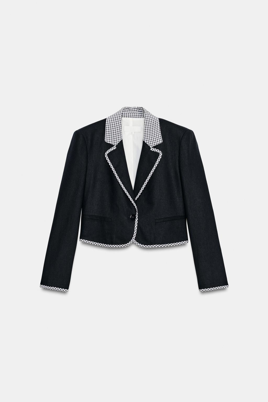 BLAZER CORTA COMBINADA CUADRO VICHY / Marino - Zara фото 17