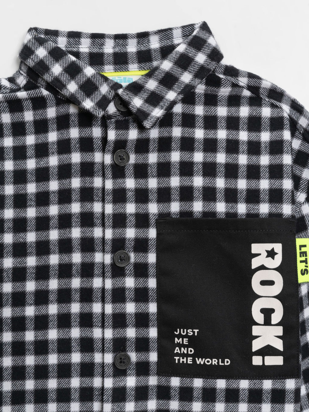 ACOOLA / Сорочка верхняя детская для мальчиков Pablu черно-белая клетка  фото 4