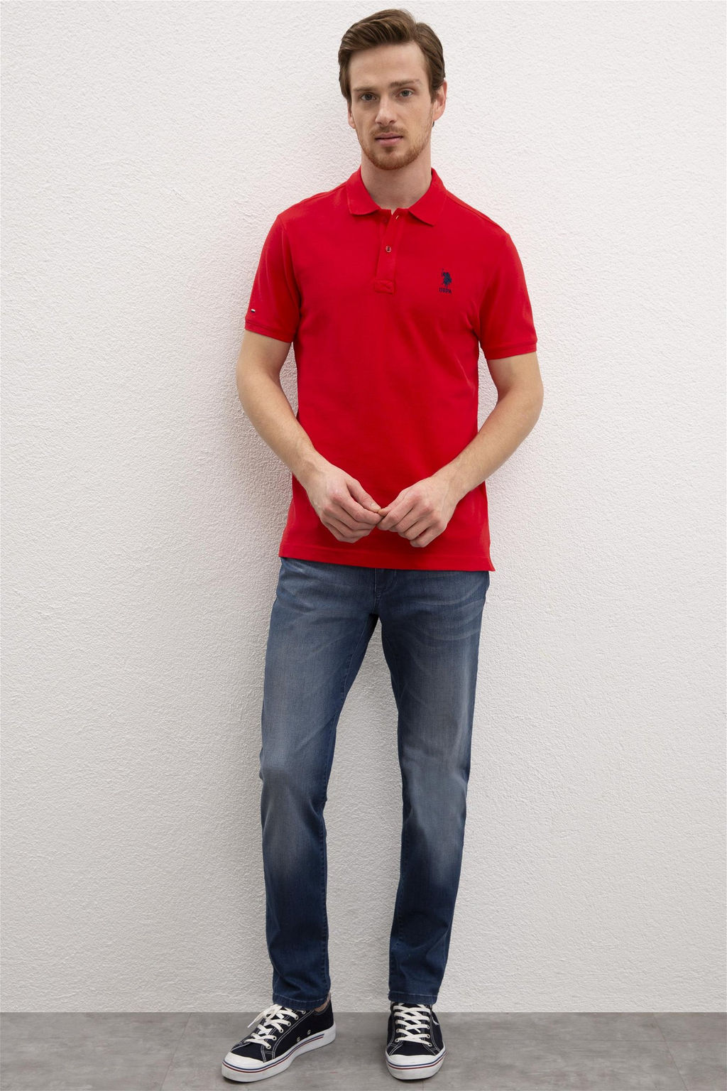 Мужская красная базовая футболка с воротником-поло Неожиданная скидка в корзине - U.s. polo assn фото 4