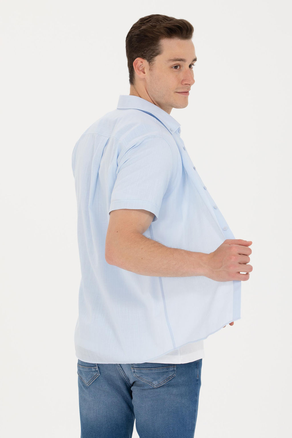 U. S. Polo Assn Мужская голубая рубашка с коротким рукавом - U.s. polo assn фото 5