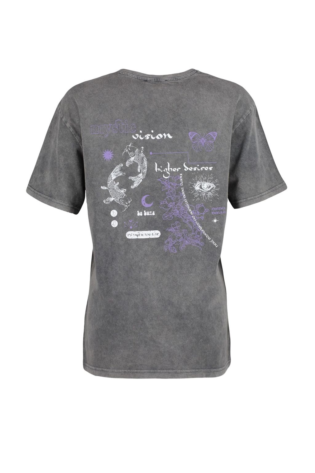 TRENDYOLMILLA Antrasit %100 Pamuk Soluk Efektli S?rt Bask?l? Boyfriend Bisiklet Yaka Orme T-Shirt TWOSS23TS00109  фото 5