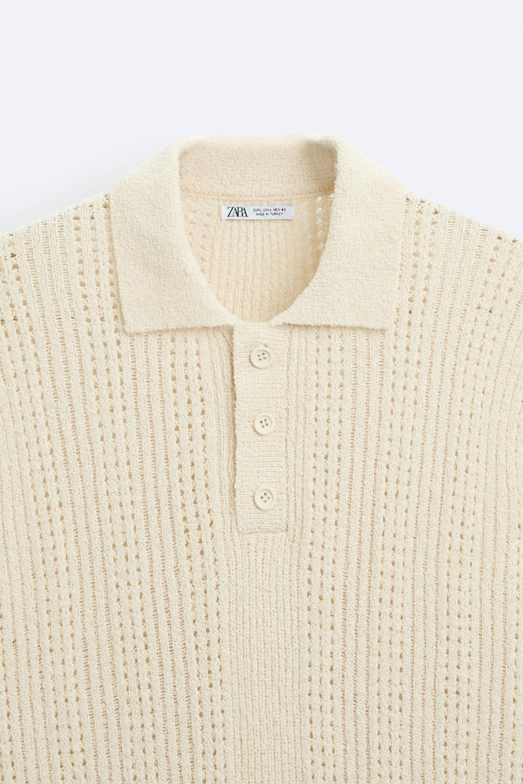 TEXTURED KNIT POLO SHIRT - Zara фото 8