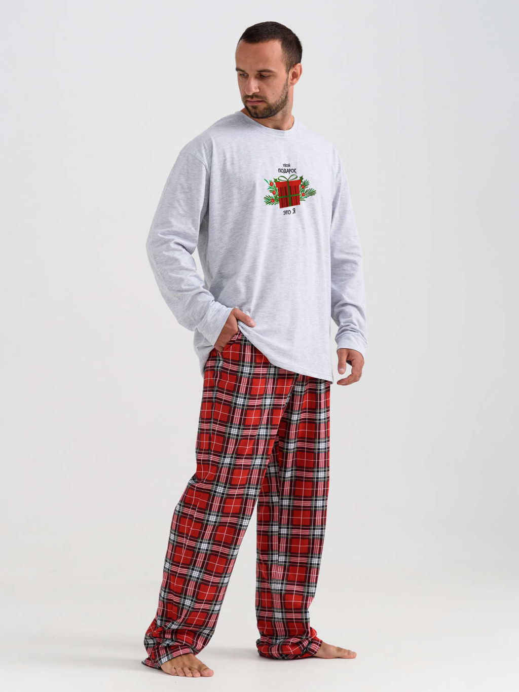 Пижама мужская Новогодняя меланжевый 2273 (10)