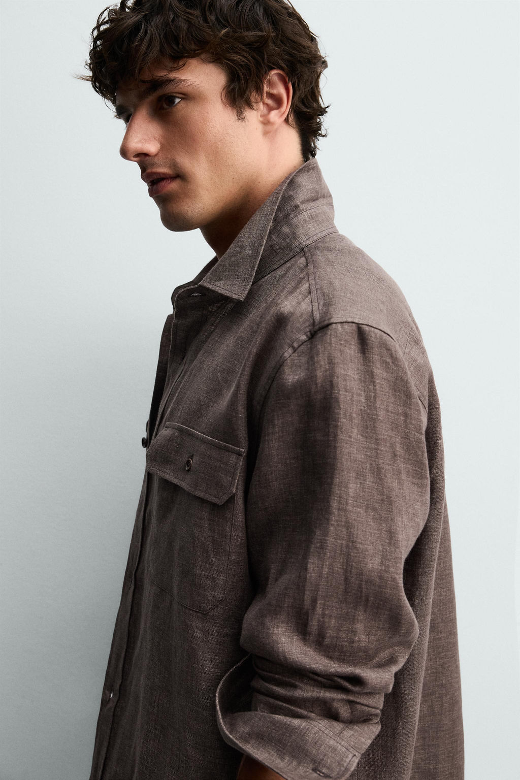 CAMISA REGULAR FIT 100% LINO / Marr?n vigor? - Zara фото 6