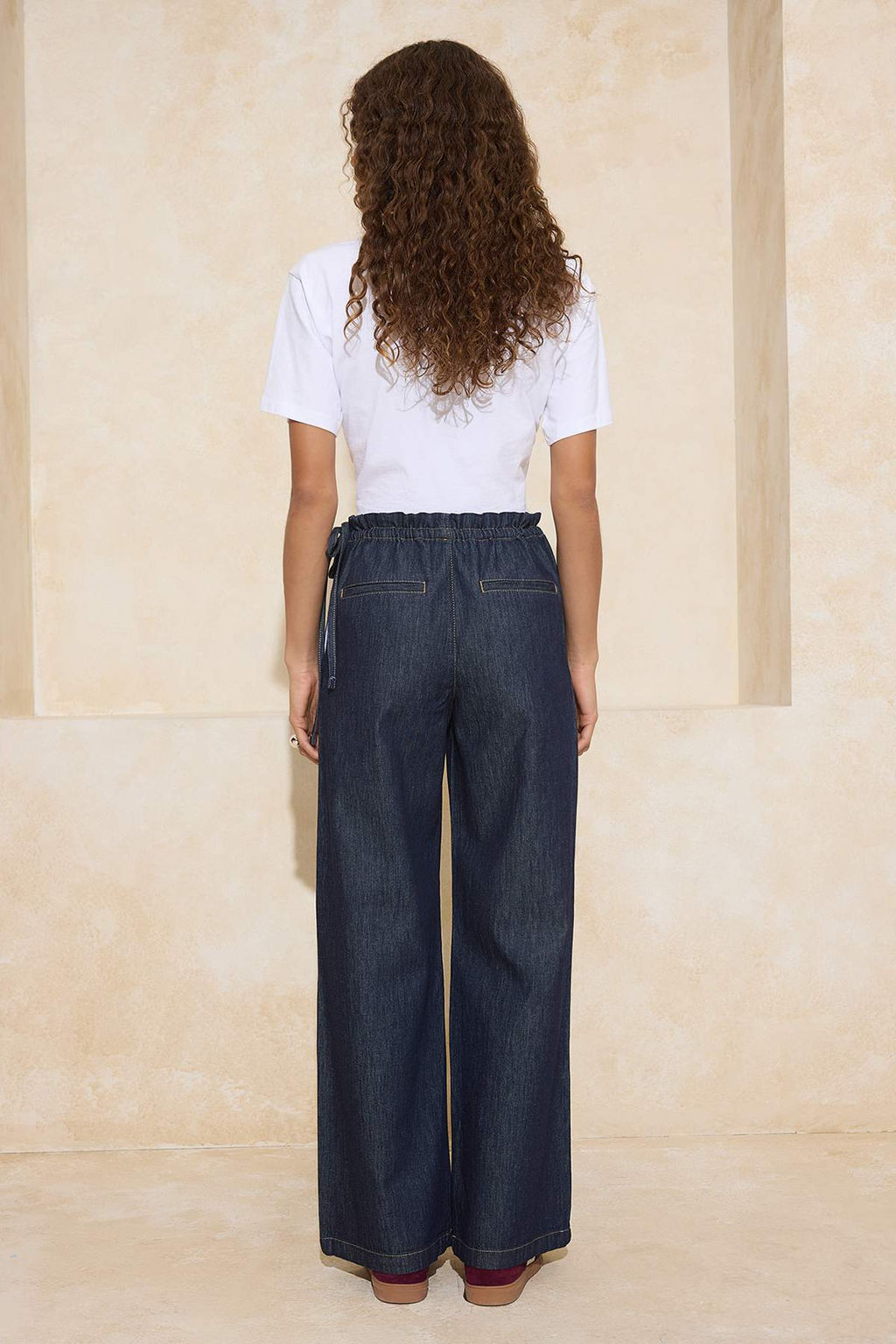 Koyu Mavi Bel Detayl? Yuksek Bel Wide Leg Jeans TWOSS26JE00060 - Trendyolmilla фото 4