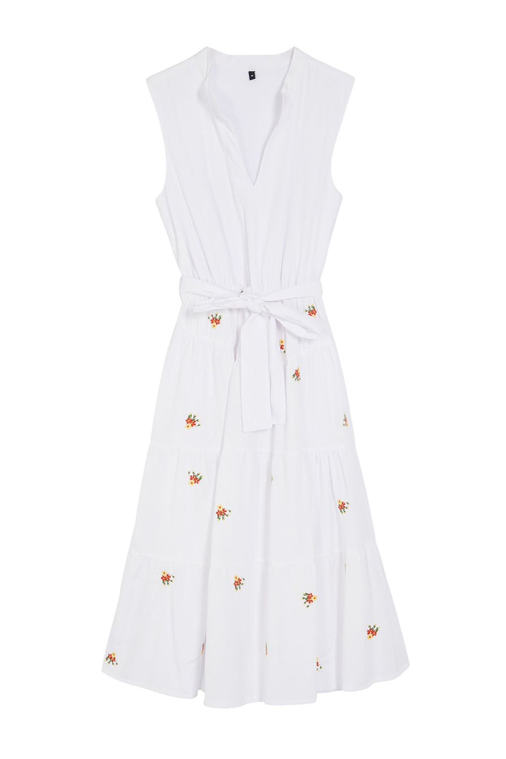 Beyaz A Kesim Nak?sl? Astarl? Midi Dokuma Elbise TWOSS24EL00879