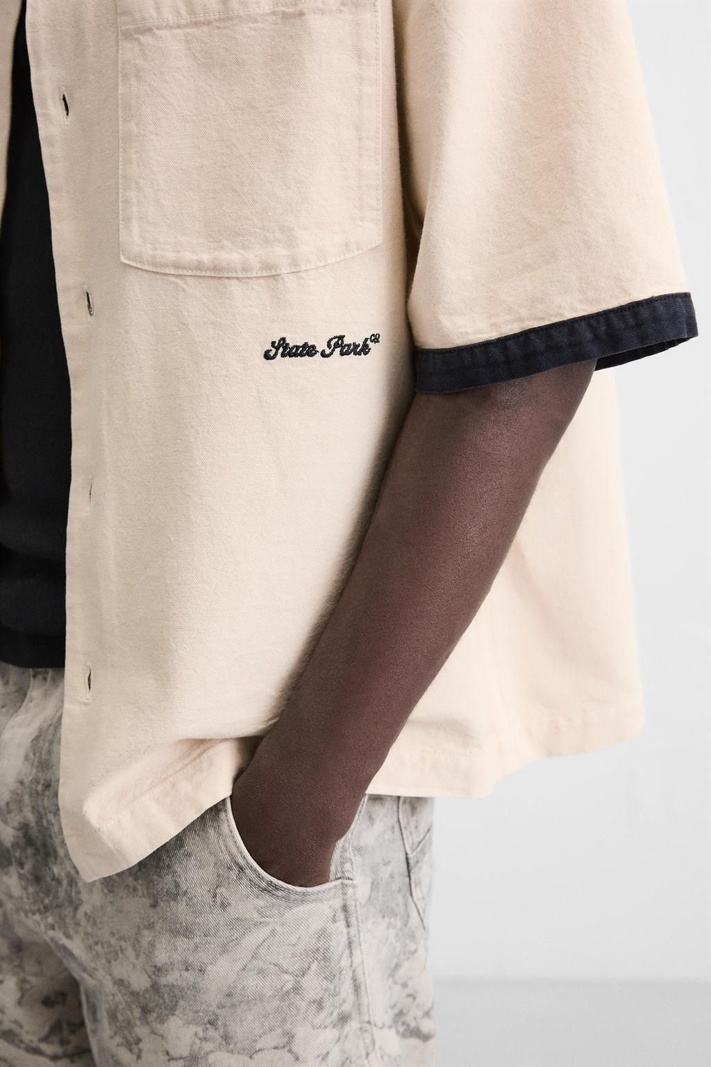 CONTRAST EMBROIDERY SHIRT - Zara фото 5