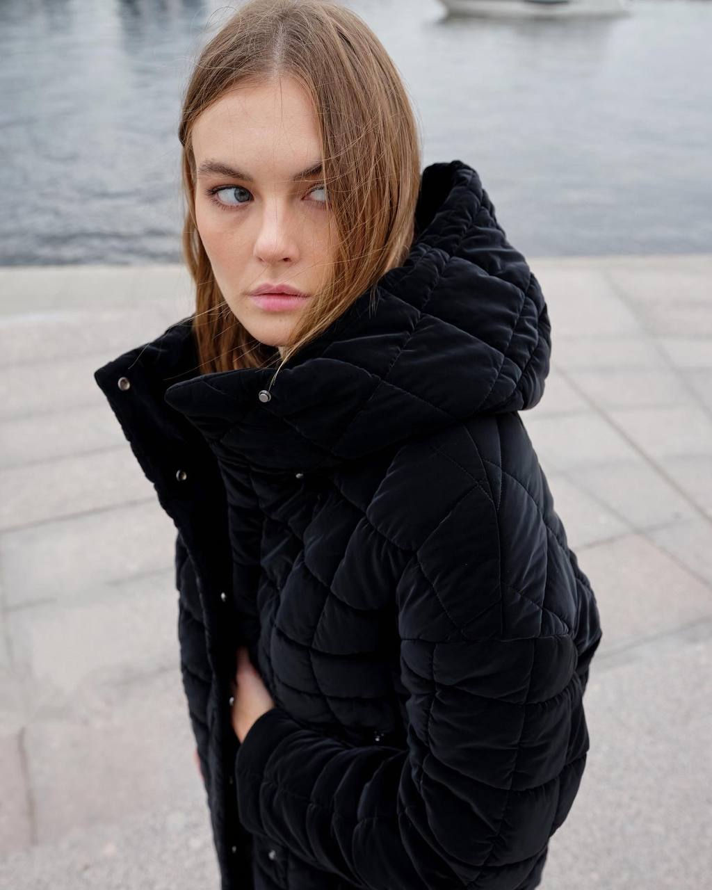 Пальто женское арт. 313W, черный - Ultramarine фото 5