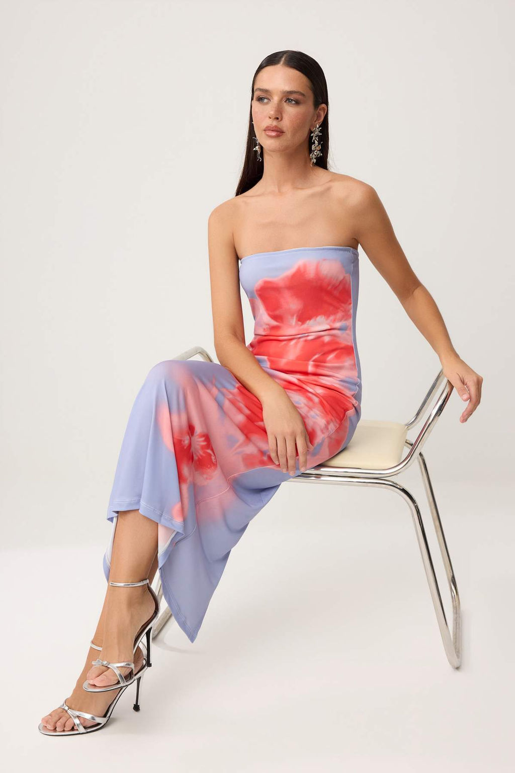 Cok Renkli Cicek Bask?l? Tul Astarl? Maxi Elbise - Trendyolmilla фото 2
